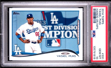 2014 Topps Series 1 Yasiel Puig Image Variation Short Print SP #331 PSA 10