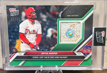 2024 Topps Now #34A Bryce Harper 1,000 Run Scored Game Used Base Relic #/75