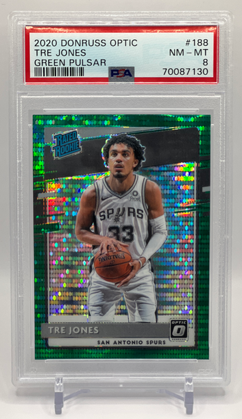 2020 Donruss Optic Tre Jones Green Pulsar PSA 8