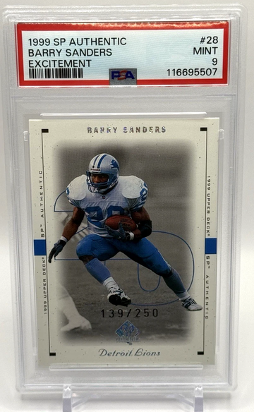 1999 SP Authentic Barry Sanders Excitement /250 PSA 9 #28
