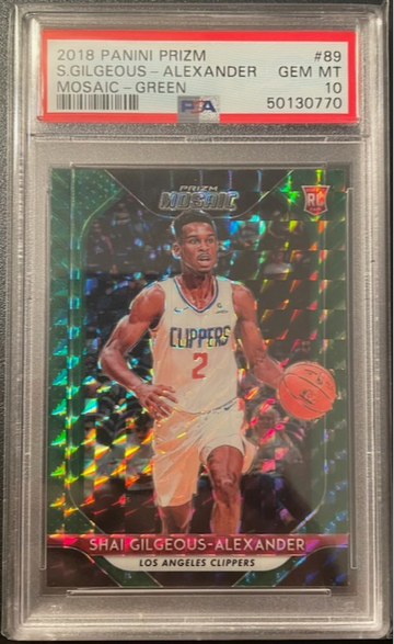 2018 Shai Gilgeous-Alexander prizm mosiac green psa 10