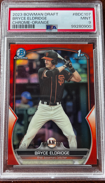 2023 Bowman Bryce Eldridge Bowman Chrome Orange Refractor First /25 PSA 9