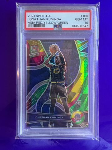 2021 Panini Spectra Jonathan Kuminga Asia Red/Yellow/Green RC PSA 10