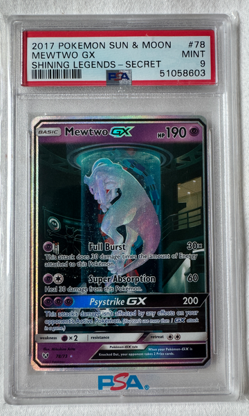2017 Pokémon Sun & Moon Mewtwo GX PSA 9