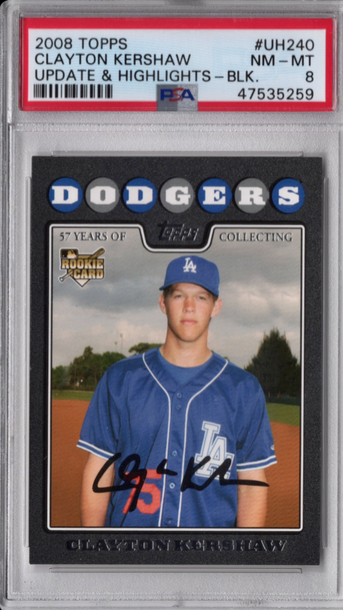 •2008 Topps Update & Highlights Clayton Kershaw Black Flagship /57 PSA 8