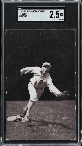 1907-09 Dietsche Postcards Ty Cobb, Fielding TRUE Rookie Card- SGC 2.5