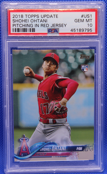 2018 Topps Update Shohei Ohtani Pitching Red Jersey PSA 10 US1