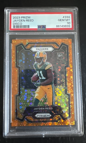 2023 Panini Prizm Jayden Reed Orange Disco PSA 10