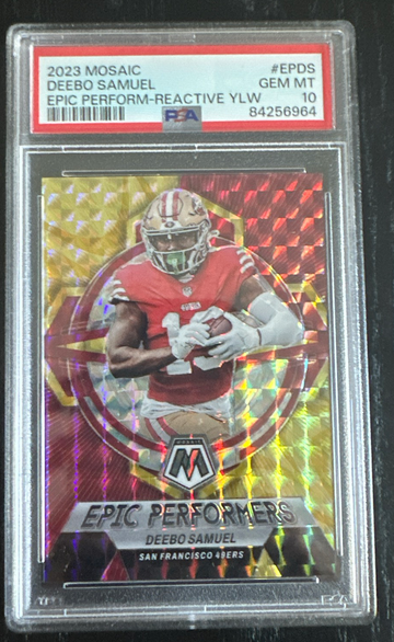 2023 Mosaic Deebo Samuel Epic Performers - Reactive Yellow /89 PSA 10 Pop 1