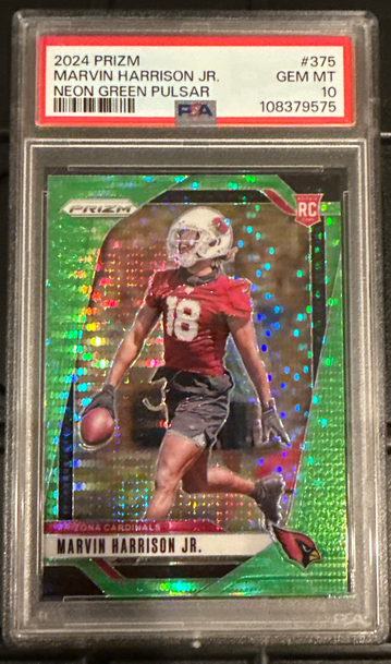 2024 Panini Prizm Marvin Harrison Jr Neon Green Pulsar PSA 10