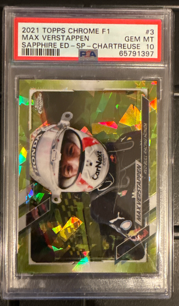 2021 Max Verstappen Sapphire IV SP Chartreuse PSA 10
