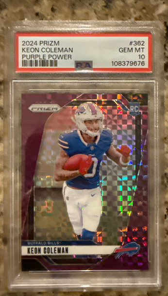 2024 PANINI PRIZM PURPLE POWER #362 KEON COLEMAN /49 ROOKIE RC PSA 10