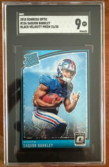 2018 Donruss Optic Black Velocity /25 Saquon Barkley SGC 9