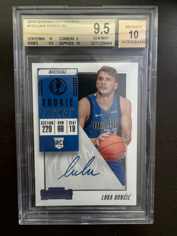 2018-19 Panini Contenders Luka Doncic Rookie Ticket Auto #122 BGS 9.5 10 Auto