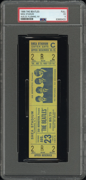 1966 The Beatles @ Shea Stadium Full Ticket PSA 5 - ICONIC