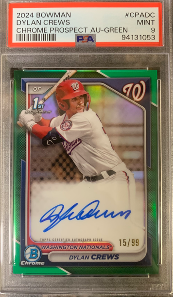2024 BOWMAN CHROME PROSPECT AUTOS GREEN REFRACTOR #CPADC DYLAN CREWS 15/99 PSA 9