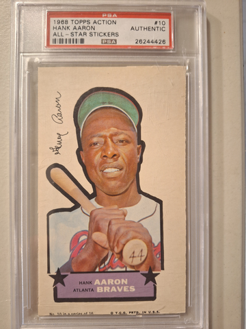1968 HANK Aaron Topps All Star Sticker #10 PSA