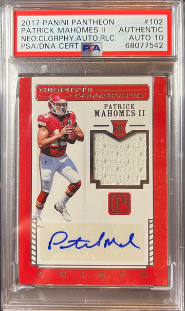 2017 Panini Pantheon Neophyte Calligraphy Patrick Mahomes Rookie Jersey Auto /49