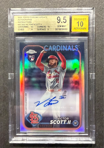 2024 Topps Chrome Update Auto Refractor RC /499 Victor Scott II BGS 9.5 Gem Mint