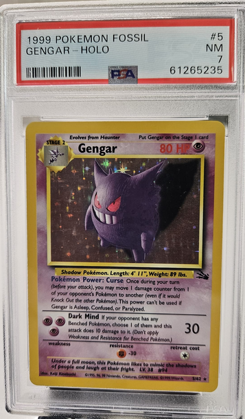 1999 POKEMON FOSSIL #20 GENGAR PSA 7