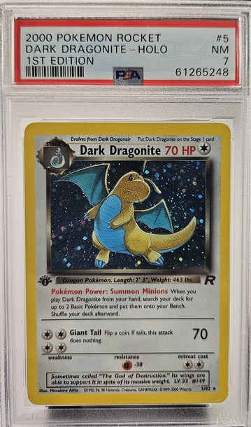 2000 Pokemon Rocket #5 Dark Dragonite Holo 1st Edition PSA 7