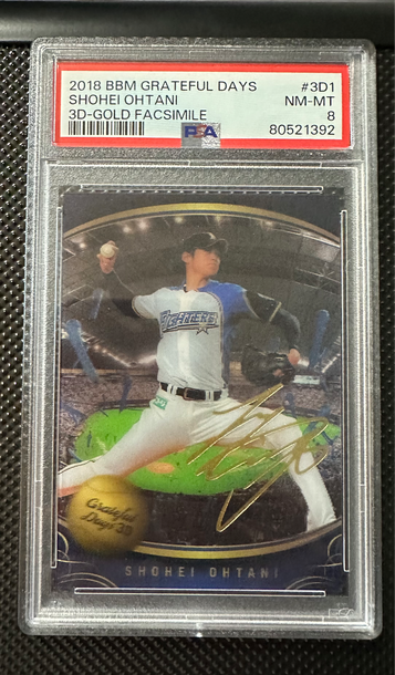 2018 BBM Grateful Days #3D1 Shohei Ohtani RC 3-D Gild Facsimile PSA 8 37/50