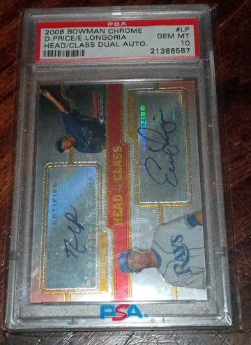 2008 Bowman Chrome Price/Longoria Head of Class Dual Auto #LP PSA 10