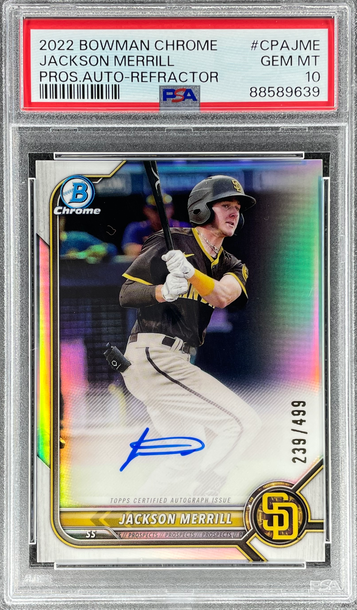 2022 Bowman Chrome Jackson Merrill Refractor Auto /499 PSA 10