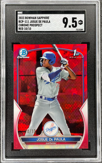 2023 Bowman Chrome Sapphire Josue De Paula Red Sapphire /10 SGC 9.5