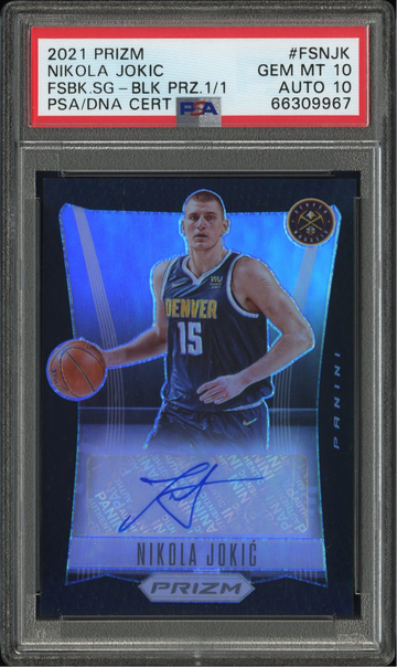 2021 Panini Prizm Nikola Jokic 2012 Flashback Signatures Black Prizm 1/1 PSA 10 with 10 auto 