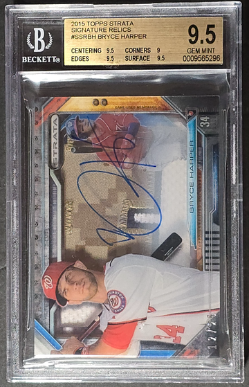 2015 Topps Strata signature Bryce Harper Camo Patch BGS 9.5 / 10 POP 1