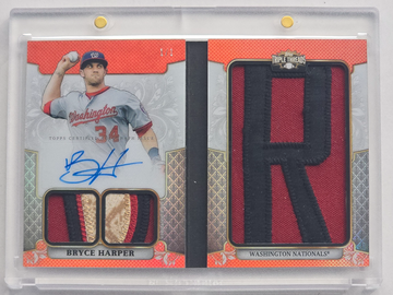 2014 Triple Threads Bryce Harper 1/1 Letter R Dual Camo Patch Memorial Day Auto