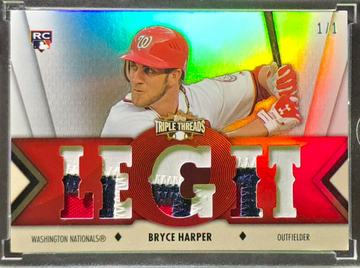 2012 Topps Triple Threads Patch RC 1/1  Bryce Harper Game Used ( Legit ) Read 