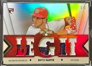 2012 Topps Triple Threads Patch RC 1/1  Bryce Harper Game Used ( Legit ) Read 