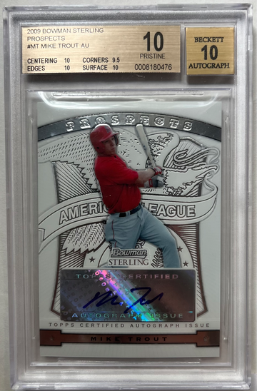 2009 Bowman Sterling Prospects Mike Trout Auto Rookie BGS 10 PRISTINE