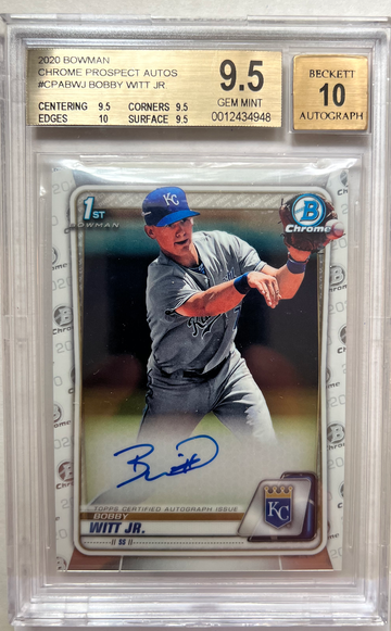 2020 Bowman Chrome Prospects Auto Bobby Witt Jr. BGS 9.5/10 TRUE GEM +