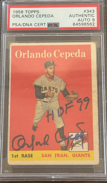 1958 Topps Orlando CEPEDA rookie RC auto psa DNA authentic auto 9 San Francisco giants hof
