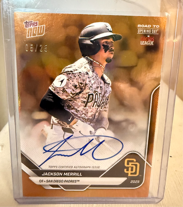 2025 Topps Now “Road to Opening Day” Jackson Merrill Orange foil A-JM 
