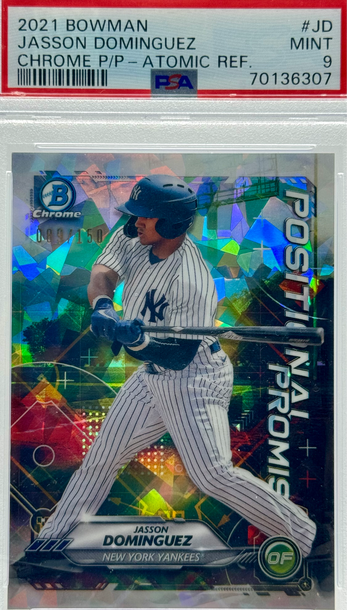2021 BOWMAN JASSON DOMINGUEZ CHROME P/P- ATOMIC REF/150 #JD PSA 9 MINT