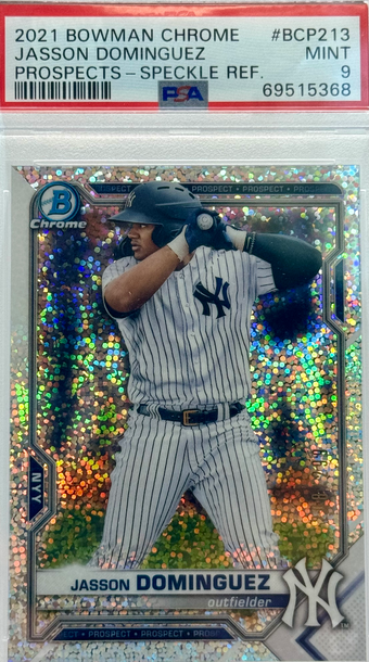 2021 BOWMAN CHROME JASSON DOMINGUEZ PROSPECTS - SPECKLE REF/299 #ВСР213 PSA 9 MINT