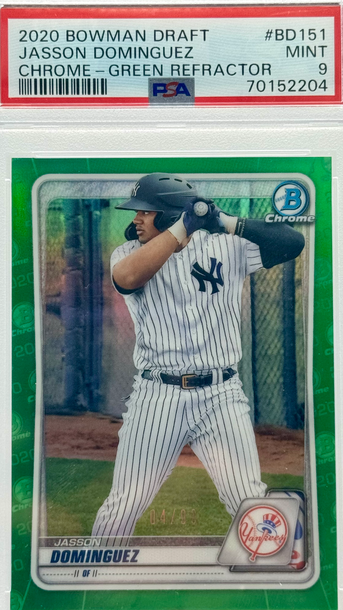 2020 BOWMAN DRAFT JASSON DOMINGUEZ CHROME - GREEN REFRACTOR/99 PSA 9 MINT #BD151