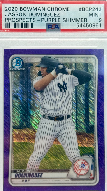 2020 BOWMAN CHROME JASSON DOMINGUEZ PROSPECTS - PURPLE SHIMMER #BCP243 PSA 9 MINT