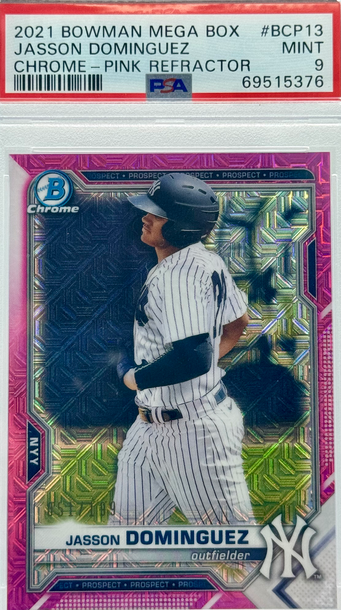 2021 BOWMAN MEGA BOX JASSON DOMINGUEZ CHROME - PINK REFRACTOR/199 #BCP13 PSA 9 MINT