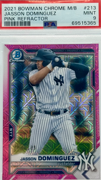 2021 BOWMAN CHROME M/B JASSON DOMINGUEZ PINK REFRACTOR/199 #213 PSA 9 MINT