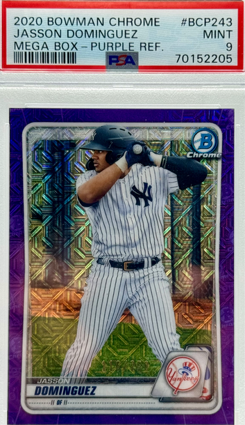 2020 BOWMAN CHROME JASSON DOMINGUEZ MEGA BOX - PURPLE REF/250 #ВСР243 PSA 9 MINT