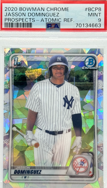 2020 BOWMAN CHROME JASSON DOMINGUEZ PROSPECTS - ATOMIC REF. #BCP8 PSA 9 MINT