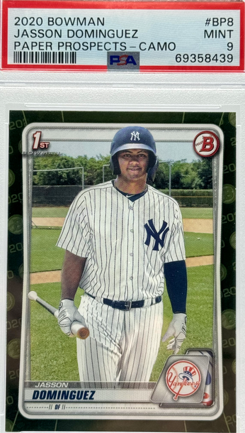 2020 BOWMAN JASSON DOMINGUEZ PAPER PROSPECTS - CAMO #BP8 PSA 9 MINT