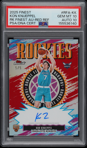 2025 Topps Finest Kon Knueppel Rookie Finest Auto Red Refractor 5/5 PSA 10/10