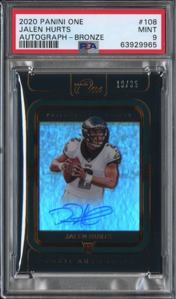 2020 Panini One Jalen Hurts Autograph-Bronze /35 PSA 9