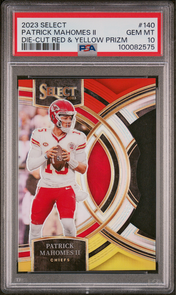 2023 Select Patrick Mahomes II #140 / RED YELLOW DIE-CUT PRIZM / Color Match / PSA 10 / KC Chiefs